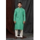 Green Self Jacquard Kurta Pajama For Men