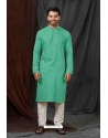 Green Self Jacquard Kurta Pajama For Men