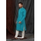 Blue Self Jacquard Kurta Pajama For Men