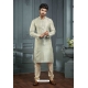 Olive Green Poly Jacquard Mens Kurta Pajama