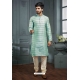 Aqua Mint Poly Jacquard Mens Kurta Pajama