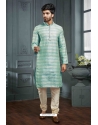 Aqua Mint Poly Jacquard Mens Kurta Pajama