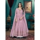 Pink Georgette Metalic Foil Worked Gown With Dupatta