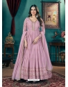 Pink Georgette Metalic Foil Worked Gown With Dupatta