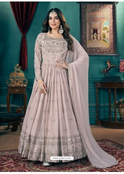 Beige Georgette Metalic Foil Worked Gown With Dupatta