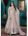 Beige Georgette Metalic Foil Worked Gown With Dupatta