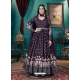 Purple Georgette Metalic Foil Worked Gown With Dupatta