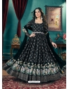Black Georgette Metalic Foil Worked Gown With Dupatta