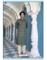 Teal Poly Digital Printed Kurta Pajama For Mens