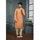 Orange Poly Jacquard Kurta Pajama For Mens