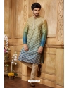 Multi Colour Slub Silk Embroidered Kurta Pajama For Mens