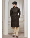 Black Poly Digital Printed Kurta Pajama For Mens