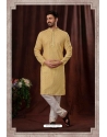 Cream Poly Digital Printed Kurta Pajama For Mens