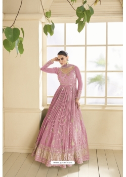 Pink Coding Sequins Embroidered Gown With Dupatta