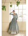 Grey Coding Sequins Embroidered Gown With Dupatta