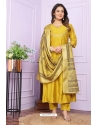 Yellow Russian Silk Readymade Suit