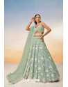 Sea Green Poly Georgette Sequins Thread Embroidered Lehenga Choli