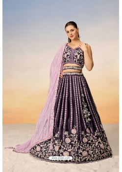 Burgundy Satin Sequins Thread Embroidered Lehenga Choli