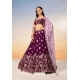 Burgundy Poly Georgette Sequins Thread Embroidered Lehenga Choli