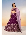 Burgundy Poly Georgette Sequins Thread Embroidered Lehenga Choli