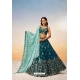 Teal Poly Georgette Sequins Thread Embroidered Lehenga Choli