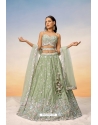 Sea Green Poly Chiffon Embroidered Designer Lehenga Choli