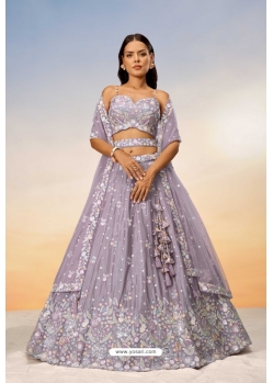 Mauve Poly Chiffon Embroidered Lehenga Choli