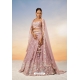 Peach Poly Chiffon Embroidered Lehenga Choli