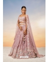 Peach Poly Chiffon Embroidered Lehenga Choli