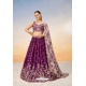 Deep Wine Poly Chiffon Sequins Thread Embroidered Lehenga Choli