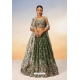 Mehendi Green Poly Chiffon Embroidered Lehenga Choli