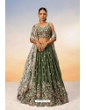 Mehendi Green Poly Chiffon Embroidered Lehenga Choli