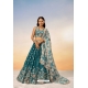 Teal Poly Chiffon Sequins Thread Embroidered Lehenga Choli