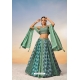 Green Poly Chiffon Sequins Thread Embroidered Lehenga Choli