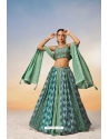 Green Poly Chiffon Sequins Thread Embroidered Lehenga Choli