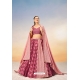 Pink Poly Chiffon Thread Embroidered Lehenga Choli