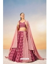 Pink Poly Chiffon Thread Embroidered Lehenga Choli