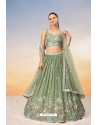 Green Sequins Thread Embroidered Lehenga Choli