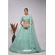 Sky Blue Soft Net Floral Emrboidered Heavy Lehenga Choli