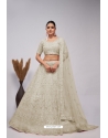 Off White Soft Net Floral Emrboidered Heavy Lehenga Choli