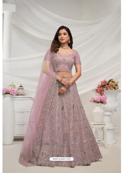 Lavender Soft Net Floral Emrboidered Heavy Lehenga Choli