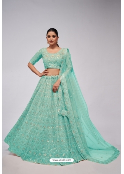 Sky Blue Soft Net Designer Heavy Worked Lehenga Choli