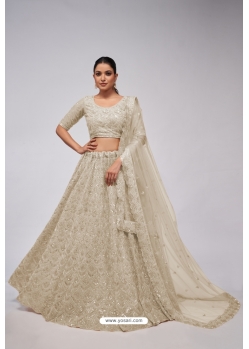 Off White Soft Net Designer Heavy Worked Lehenga Choli