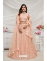 Light Orange Soft Net Sequins And Stone Embroidered Lehenga Choli