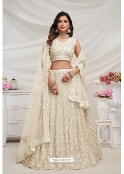 Off White Soft Net Sequins And Stone Embroidered Lehenga Choli