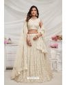 Off White Soft Net Sequins And Stone Embroidered Lehenga Choli