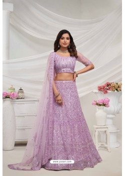 Lavender Soft Net Designer Heavy Embroidered Lehenga Choli