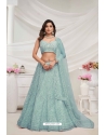 Beautiful Sky Blue Designer Heavy Embroidered Lehenga Choli