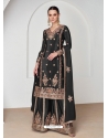 Black Premium Chinnon Silk Designer Palazzo Suit