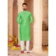 Green Poly Jacquard Kurta Pajama For Mens